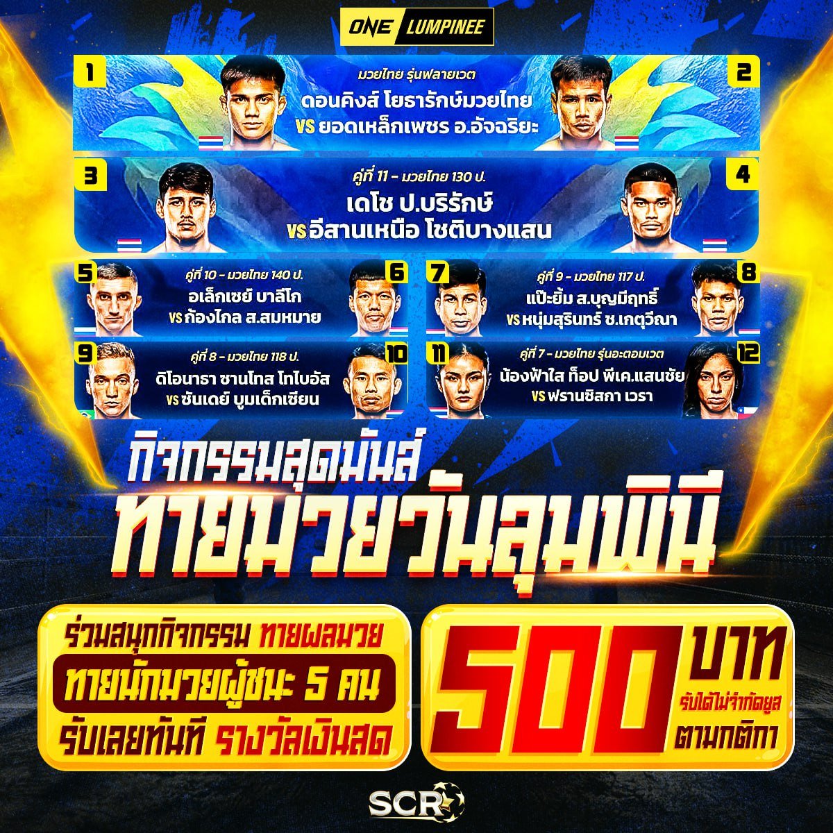 กิจกรรมมวย One Lumpinee ประจำวันที่ 20/06/2568
